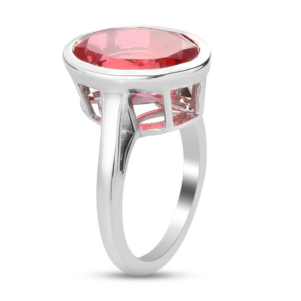 Padparasha Triplett Quarz Solitär Ring 925 Silber Platin-Überzug image number 5
