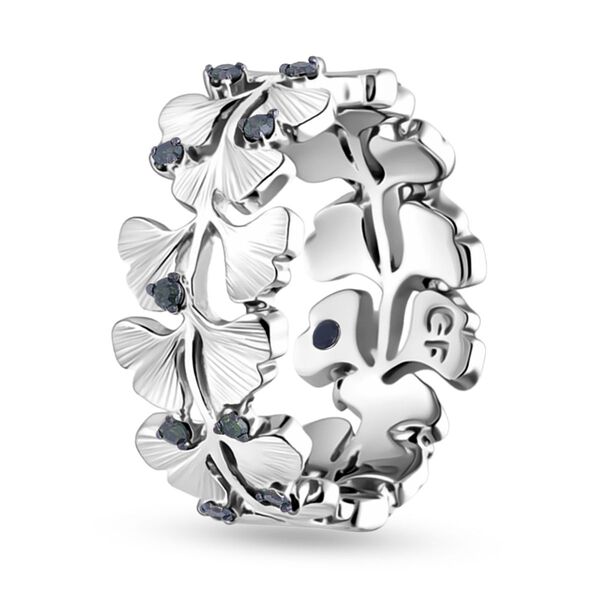 GP - Gr&uuml;ner Diamant, Kanchanaburi Blauer Saphir Ring 925 Silber Rhodiniert (Gr&ouml;&szlig;e 20.00) ca. 0,15 ct image number 4