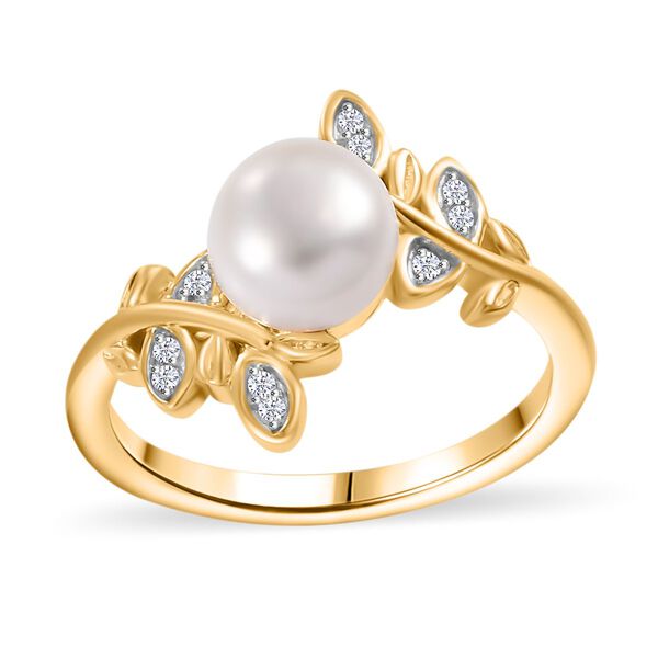 S&uuml;&szlig;wasser Perle und Zirkon Bypass Ring image number 3