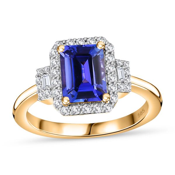 AA Tansanit and Diamant Ring in 585 Gelbgold - 2,07 ct. image number 4