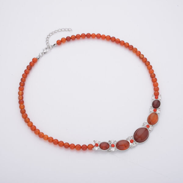 Rote Achat Halskette, ca. 45 cm, ca. 120,00 ct image number 3