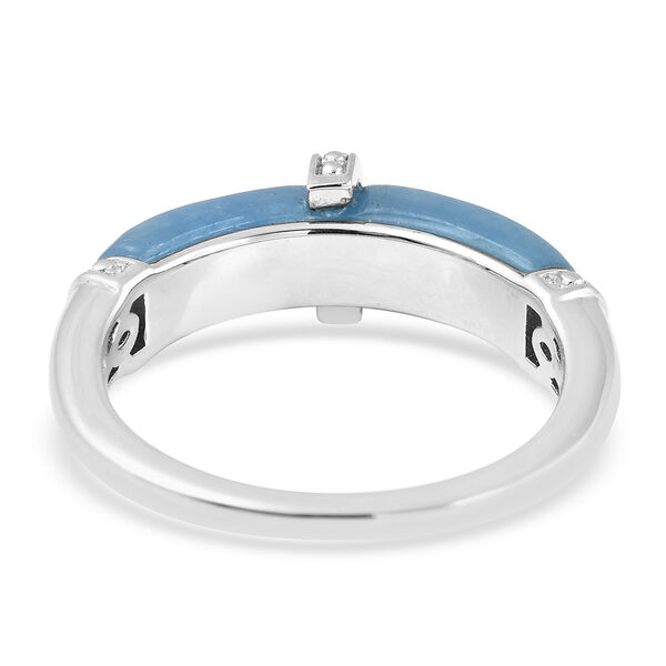 Blau Jade und Zirkon Ring 925 Silber Rhodium-&Uuml;berzug image number 5