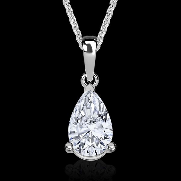 LUXURIANT SGL zertifizierter SI-GH Labor Tropfen-Diamant Anhänger mit 50cm Kette, 925 Silber rhodiniert - 1 ct. image number 2