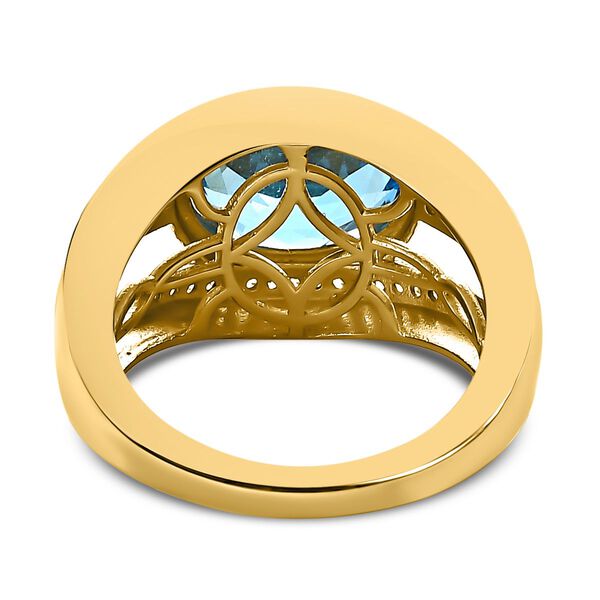 Schweizer Blautopas und Zirkon Ring - 4,40 ct. image number 5