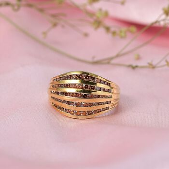 LUXURIANT DIAMOND - Lab Grown Roter Diamant SI Ring 925 Silber 750 Gelbgold vermeil (Gr&ouml;&szlig;e 17.00) ca. 1,44 ct