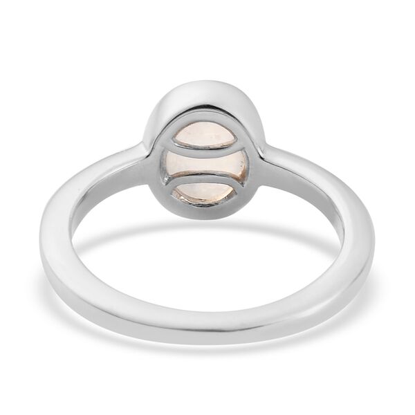 Regenbogen Mondstein Solitär Ring 925 Silber Platin-Überzug image number 6