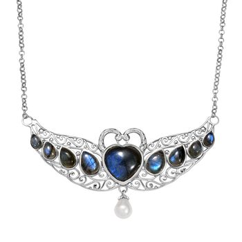 D'Joy AAA Labradorit und S&uuml;&szlig;wasserperle 45cm Halskette