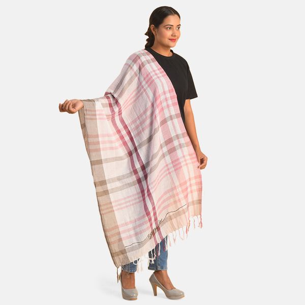 100% Baumwolle Unisex Schal, Gr&ouml;&szlig;e 200x70 cm, Rosa image number 2