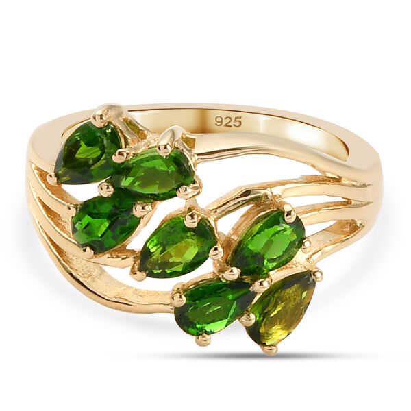 Nat&uuml;rlicher Chromdiopsid Ring 925 Silber vergoldet  ca. 1,59 ct