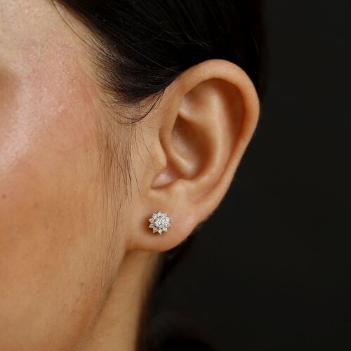 LUXURIANT DIAMOND- SI Labor Diamant Halo Ohrringe, 925 Silber rhodiniert - 0,50 ct. image number 3