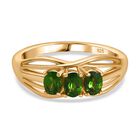 Natürlicher Chromdiopsid Ring 925 Silber 750 Gelbgold Vermeil (Größe 16.00) ca. 0,54 ct