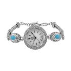 Royal Bali Kollektion - natürliche Sleeping Beauty Türkis-Armbanduhr in Silber image number 0