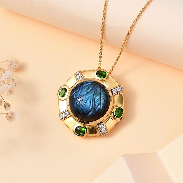 GP Italian Garden Kollektion- Labradorit, Chromdiopsid, Zirkon und blauer Saphir-Anhänger mit 45cm Kette - 15,43 ct. image number 2