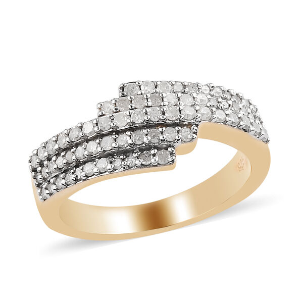 Diamant Bypass Ring 925 Silber Gelbgold Vermeil image number 4