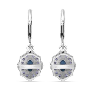 AA Blauer Zirkon, Wei&szlig;er Zirkon Ohrringe 925 Silber rhodiniert ca. 1,97 ct.