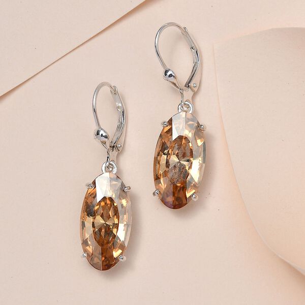 Goldener Kristall Ohrringe, 925 Silber image number 2