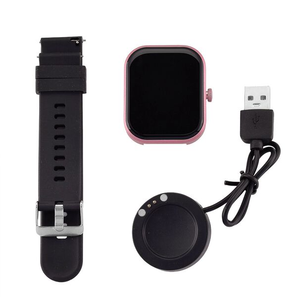 G21 Smartwatch, 2.01 Zoll HD Display, Pink-Schwarzes Silikonarmband image number 8