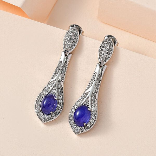 AA Tansanit und Zirkon Ohrringe- 6,40 ct. image number 2