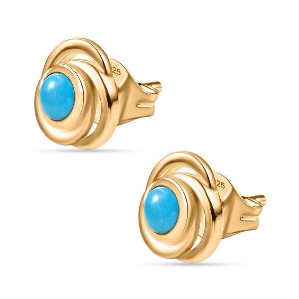 Sleeping Beauty Türkis Ohrringe, 925 Silber vergoldet - 1,07 ct. image number 4