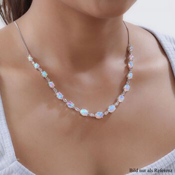 Nat&uuml;rliche, &auml;thiopische Welo Opal und wei&szlig;e Topas-Halskette, 45 cm - 14,25 ct.