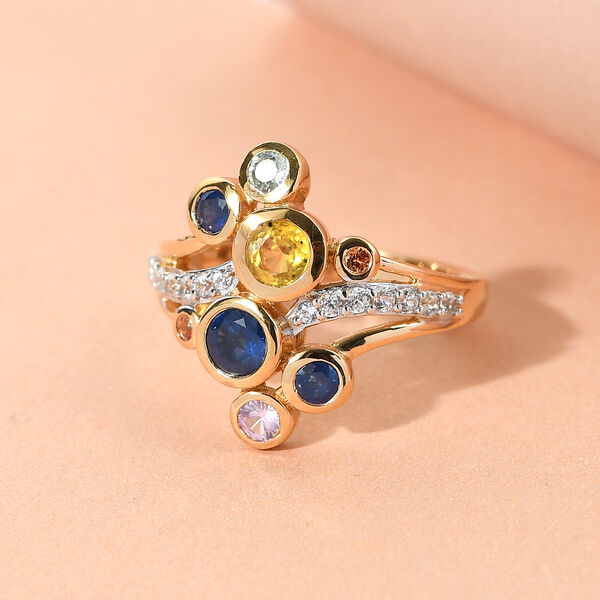 Mehrfarbiger Saphir und Zirkon-Ring - 1,40 ct. image number 2
