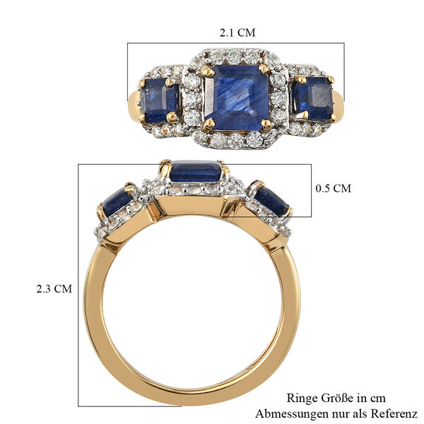 Masoala Saphir und Zirkon-Trilogie-Halo-Ring, 925 Silber vergoldet, 2,91 ct. image number 5