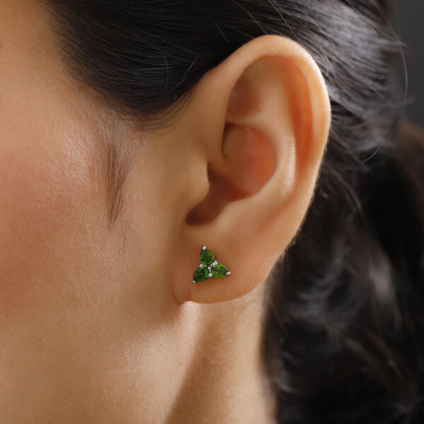 Natürlicher Chromdiopsid Ohrstecker 925 Silber platiniert ca. 1,18 ct image number 3