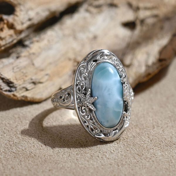 Royal Bali - Larimar Ring 925 Silber (Größe 17.00) ca. 7,89 ct image number 1