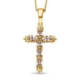 AAA Turkizit Kreuz-Anhänger mit Kette, 925 Silber Gelbgold Vermeil ca. 1.63 ct