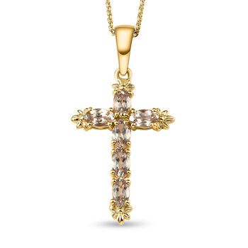 AAA Turkizit Kreuz-Anh&auml;nger mit Kette, 925 Silber Gelbgold Vermeil ca. 1.63 ct
