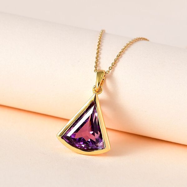 Afrikanischer Amethyst Anh&auml;nger mit Kette, 925 Silber Gelbgold Vermeil ca. 5.45 ct image number 2