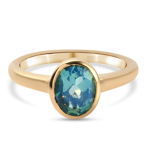 Pfau Triplett Quarz Solitär Ring 925 Silber vergoldet image number 0