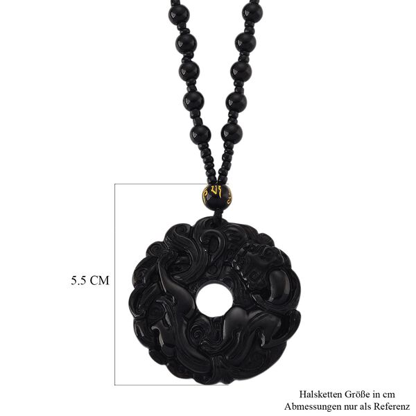 Schwarzer Glasachat Halskette 63 cm ca. 200.00 ct image number 6