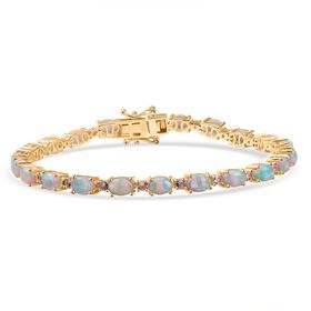 AA Natürliches, äthiopisches Welo Opal und rosa Saphir Armband, 19 cm - 7,83 ct.