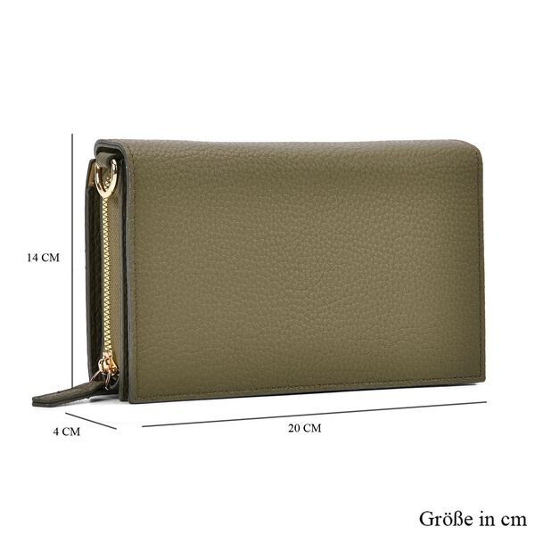 Crossbody-Tasche mit &Uuml;berschlag, Gliederriemen und RFID-Schutz, 20x4x14 cm, Gr&uuml;n image number 7