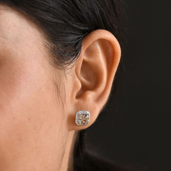 AAA Turkizit, Weißer Diamant Ohrringe 585 Gold ca. 2,36 ct. image number 2