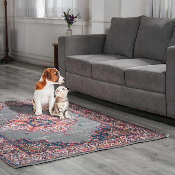 Gewebter Teppich mit Perserdruck, Grau image number 1