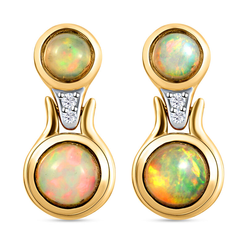 Natürliche, äthiopische Opal-Ohrringe, 925 Silber vergoldet ca. 1,00 ct image number 0
