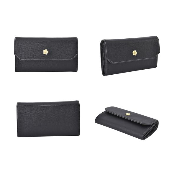 100% Echtleder Clutch mit RFID Schuz, 120 cm metall Riehmen, 20x12 cm, schwarz image number 4