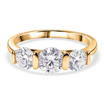 D'Joy Moissanit Ring 925 Silber 750 Vergoldet (Gr&ouml;&szlig;e 17.00) ca. 1,80 ct
