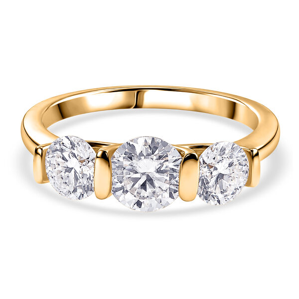 D'Joy Moissanit Ring 925 Silber 750 Vergoldet (Gr&ouml;&szlig;e 17.00) ca. 1,80 ct