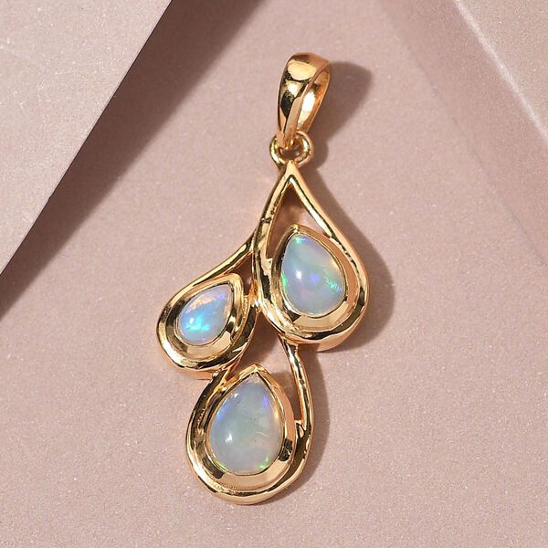 Nat&uuml;rlicher, &auml;thiopischer Opal-Anh&auml;nger, 925 Silber vergoldet ca. 0,75 ct image number 3