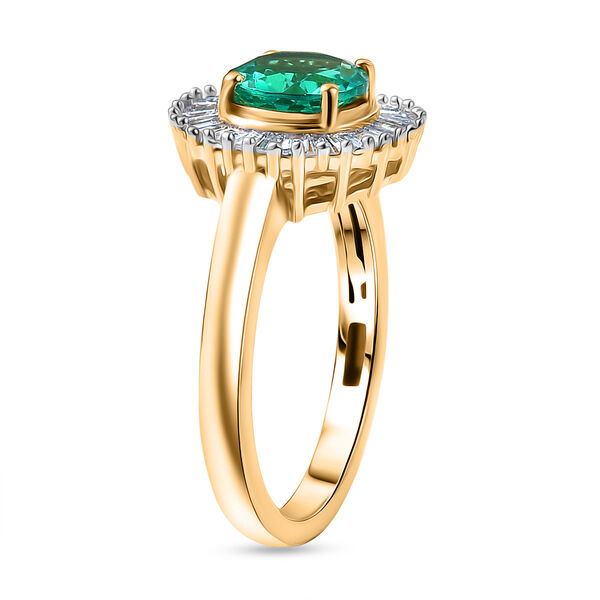 LUXURIANT DIAMANT - AAA Lab Grown Kolumbianischer Smaragd, Lab Grown Diamant Ring 925 Silber 750 Gelbgold Vermeil (Größe 17.00) ca. 1,54 ct image number 4