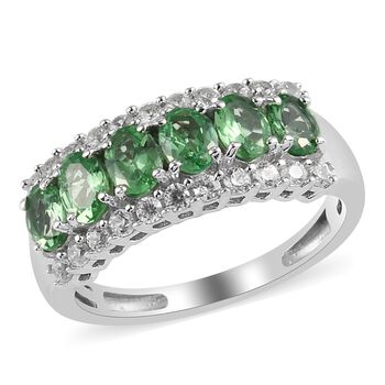Tsavorite Granat Ring 925 Silber platiniert (Gr&ouml;&szlig;e 16.00) ca. 1,40 ct