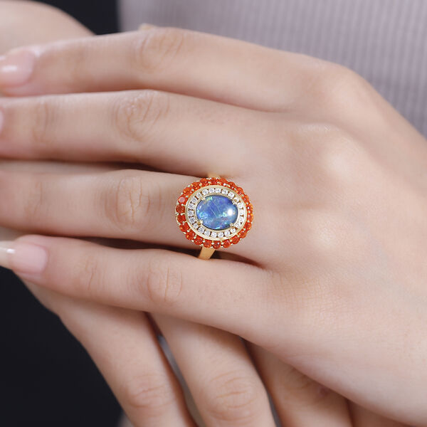 Boulder Opal Triplett, Feueropal und Zirkon-Ring - 2,58 ct. image number 4