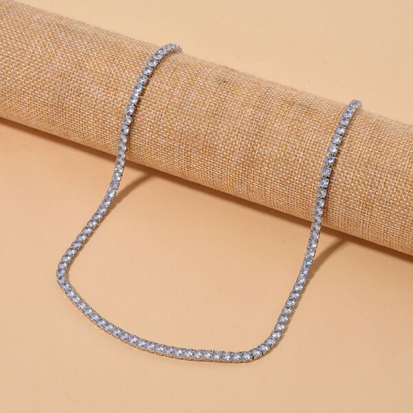 Flexible, wei&szlig;e Zirkonia-Halskette, 45-66cm image number 1