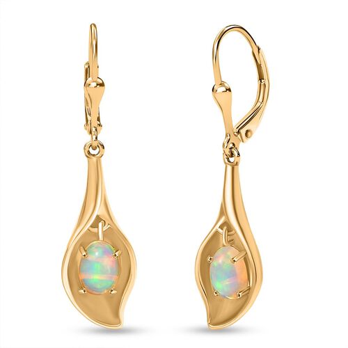 Opal Dewdrop - D joy AA Natürlicher, äthiopischer Welo Opal Ohrringe 925 Silber vergoldet ca. 1,13 ct. image number 0