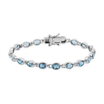 Schweizer Blautopas-Armband, ca. 20 cm, 925 Silber platiniert ca. 8,82 ct