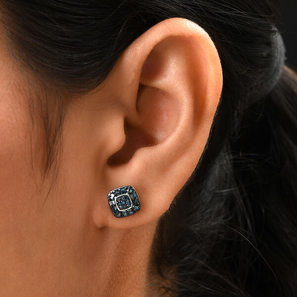 Blauer Diamant Ohrstecker 925 Silber platiniert ca. 0,33 ct image number 3