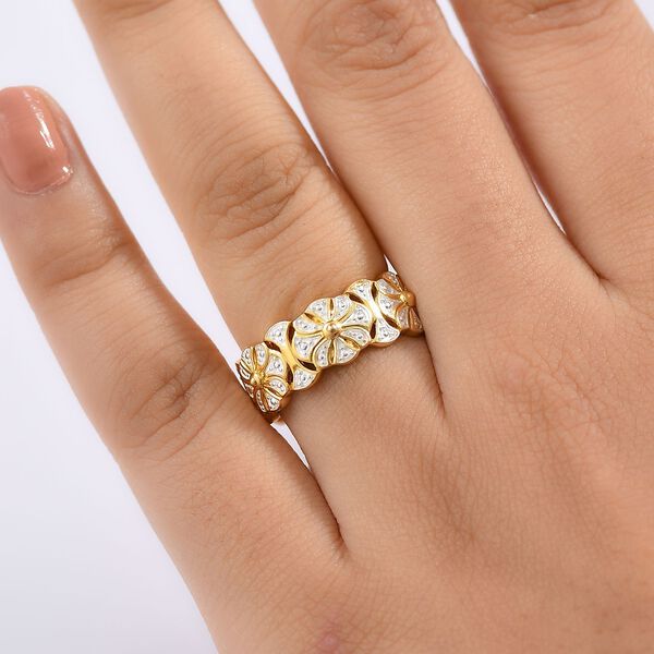 Wei&szlig;er Diamant Ring 925 Silber, vergoldet (Gr&ouml;&szlig;e 20.00) image number 3